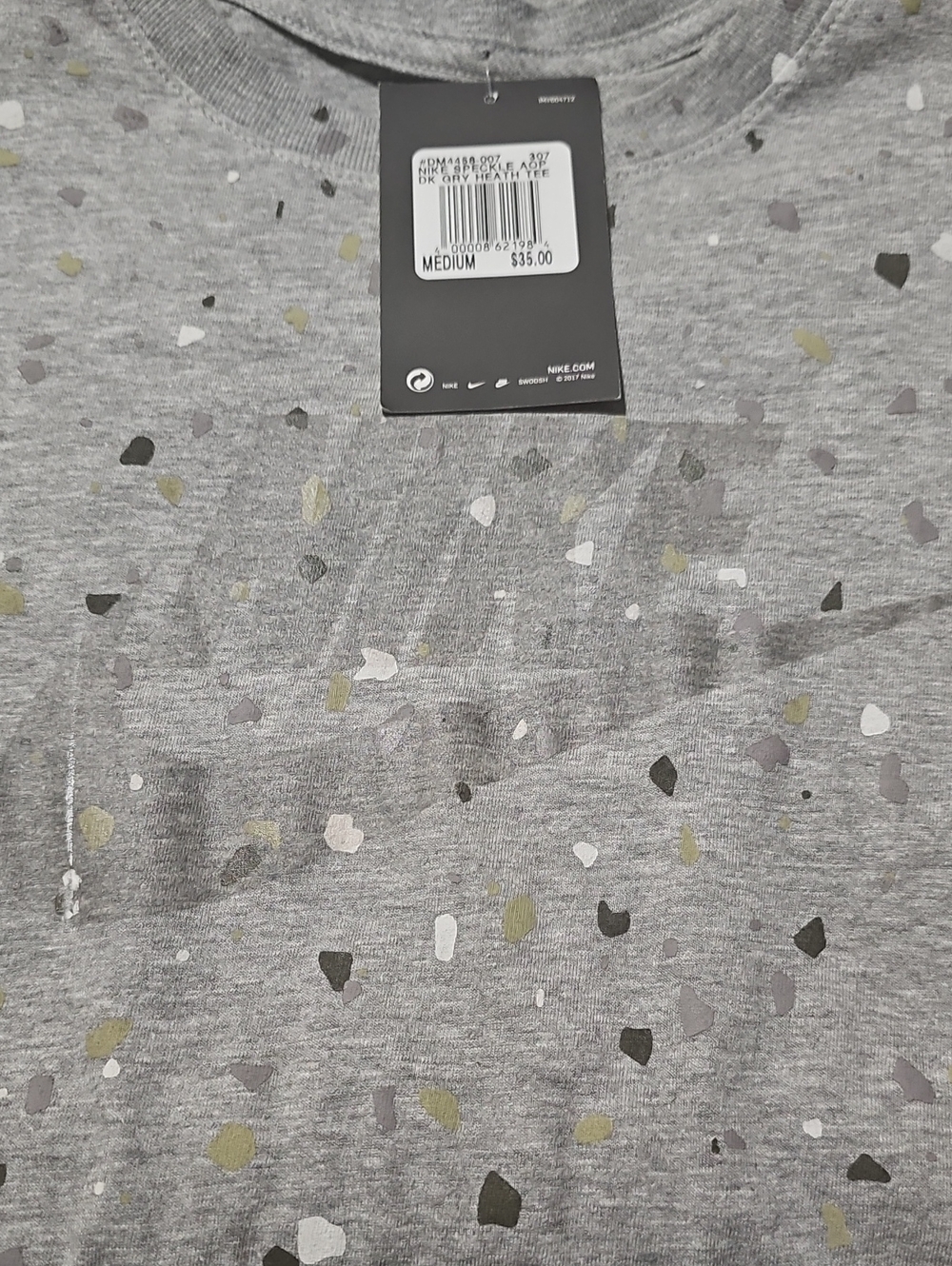 Nike Men's Heather Gray Short Sleeve Crew with Speckle Print